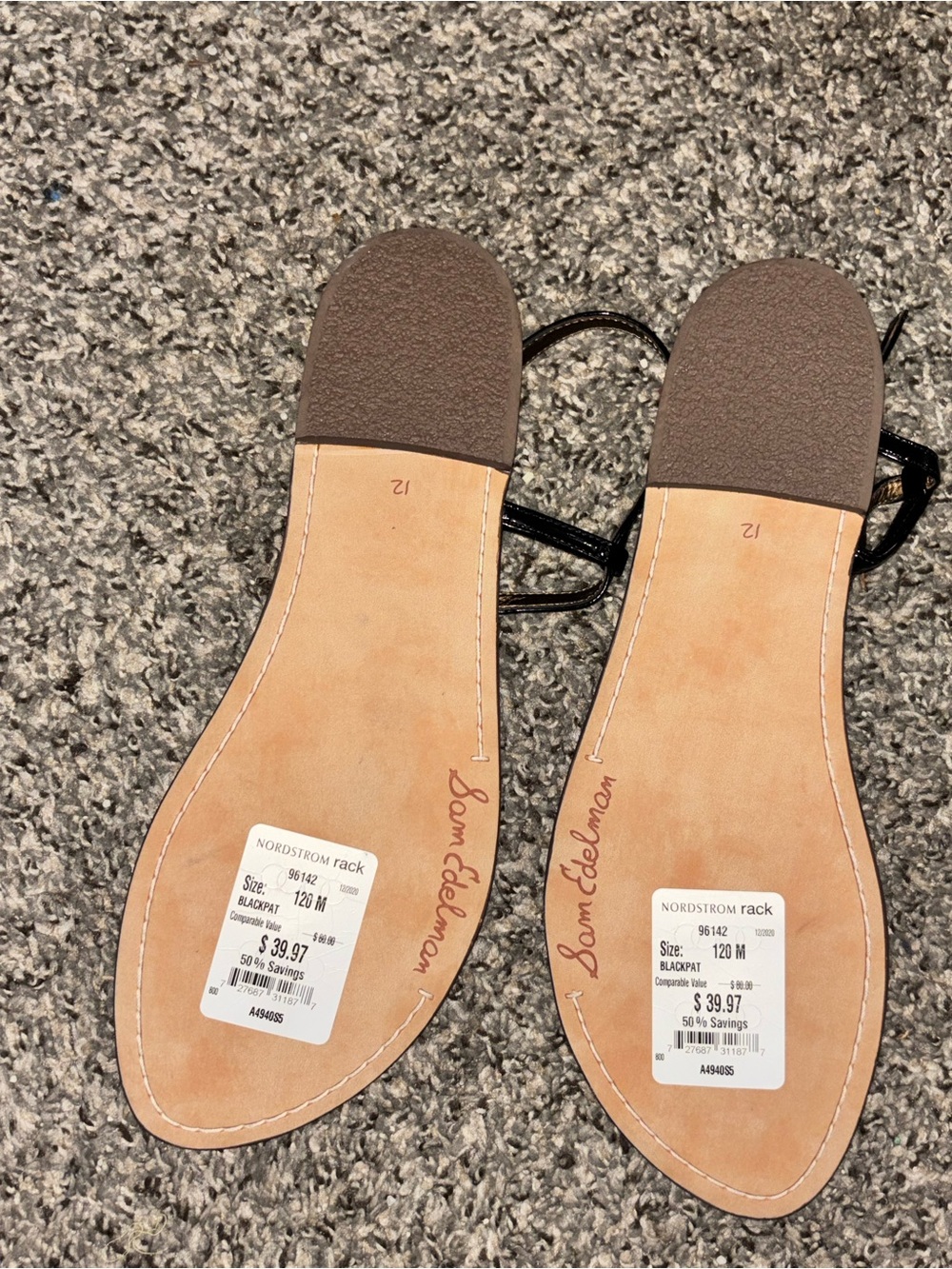 Sam Edelman Gigi Black Patent T-Strap Sandal Size 12 NEW - Picture 2 of 2